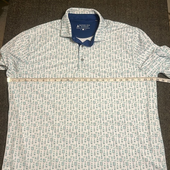 Bermuda Sands Fun Cocktails & Beer Bottle Print Golf Polo Shirt Men’s sz XL - Picture 8 of 12